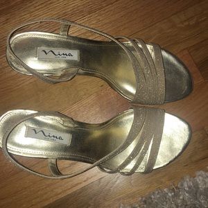 Nina New York gold sparkle high heels
